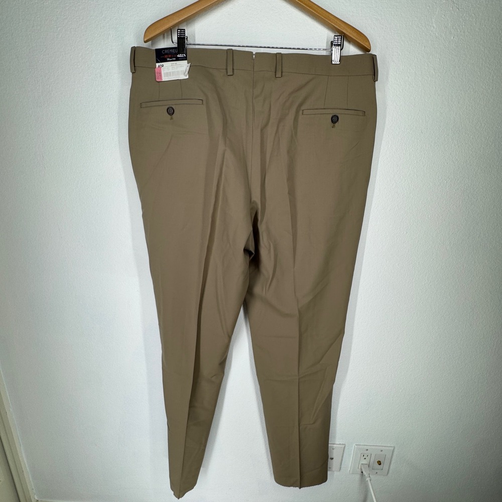 CREMIEUX Mens Wool Dress‎ Pants NEW 40R Tollengo 1900 Unhemmed Italy Tan Luxury - Picture 5 of 7